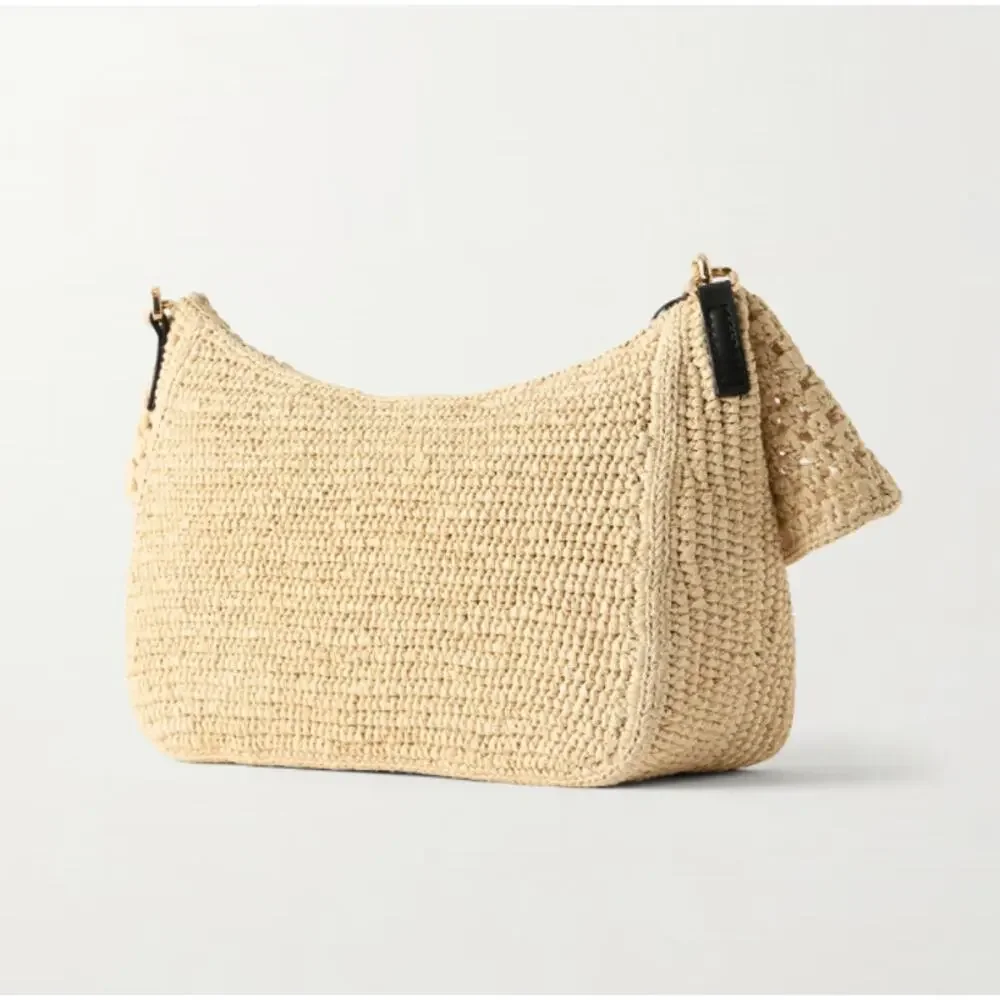 LOEWE + Paula's Ibiza Ola Medium Embellished Raffia Shoulder Bag Neutral